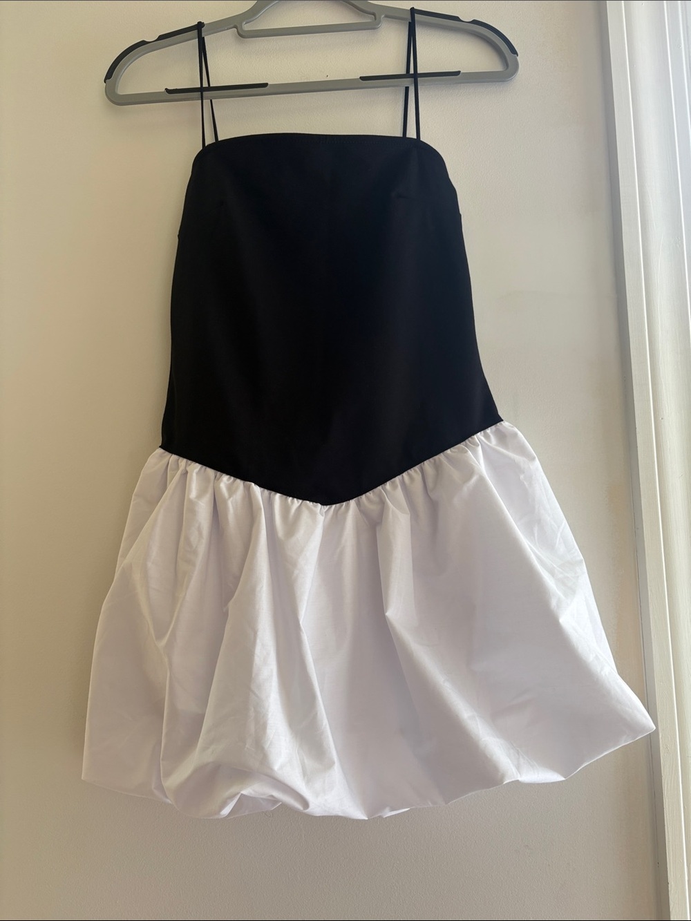 Black and White Spaghetti Strap Mini Dress